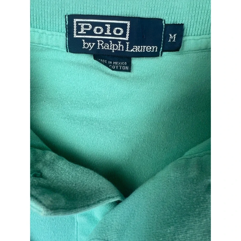 Polo Ralph Lauren Mens Medium Turquoise Aqua Blue Short Sleeve Cotton Polo Shirt